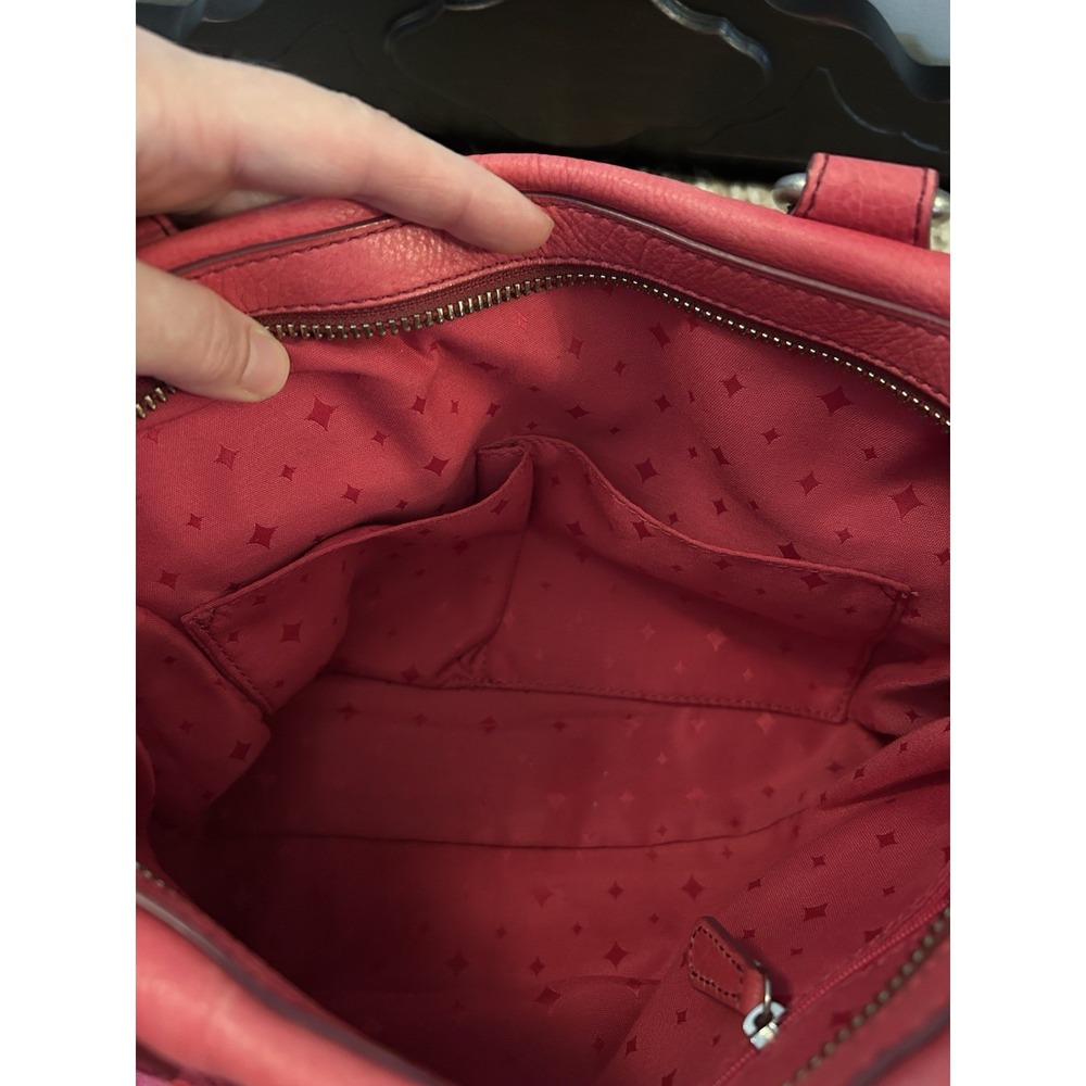 Vtg FOSSIL Long Live Marlow Satchell Handbag Pink Pebble Leather Gunmetal - Picture 4 of 12